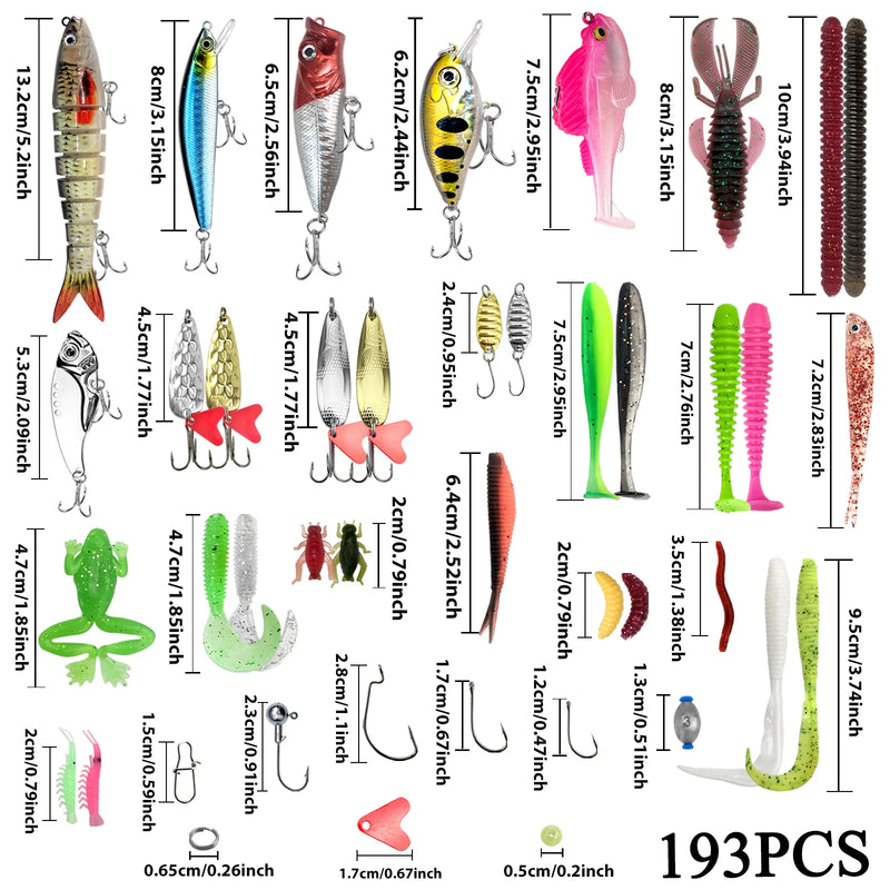 Fishing 83/133/193/239/409pcs Fishing Lure Kit For Trout/Pike/Bass Multi-Lure Fishing Set Layered Tackle Pro Gear Tackle Box