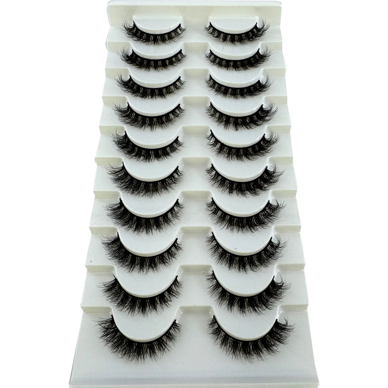 Hbzgtlad novo 10 pares 3d vison cílios falso vison fofo chicote macio completo grosso cílios finos dramáticos cílios postiços maquiagem