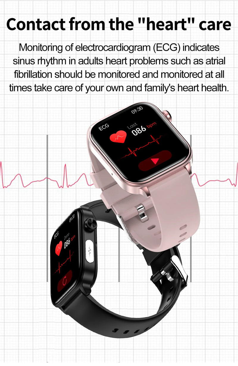 2025 novo monitoramento ecg + ppg relogio inteligente feminino pressao arterial lipidios acido urico feminino rastreador de saude nenstrual smartwatches