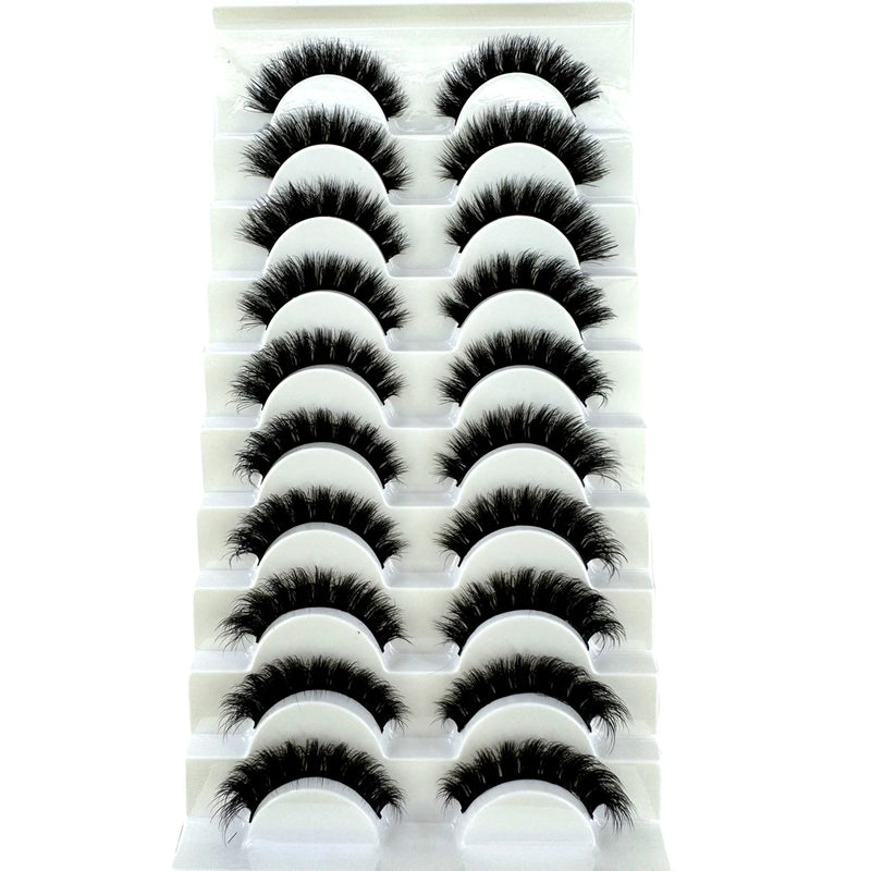 Hbzgtlad novo 10 pares 3d vison cílios falso vison fofo chicote macio completo grosso cílios finos dramáticos cílios postiços maquiagem