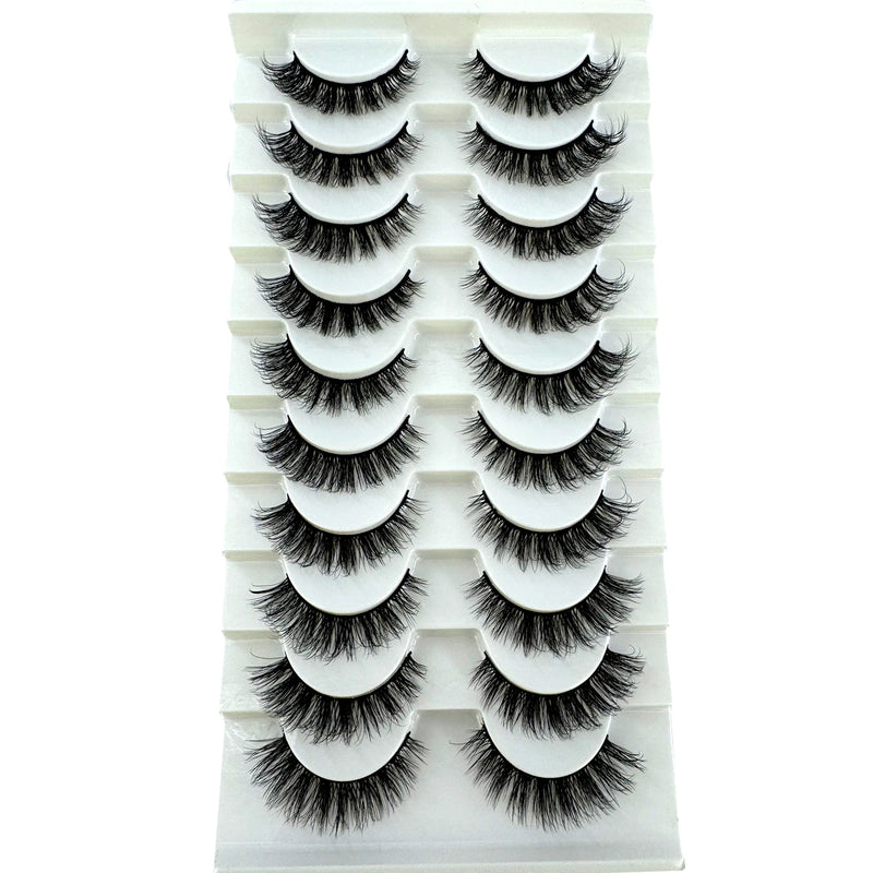 Hbzgtlad novo 10 pares 3d vison cílios falso vison fofo chicote macio completo grosso cílios finos dramáticos cílios postiços maquiagem