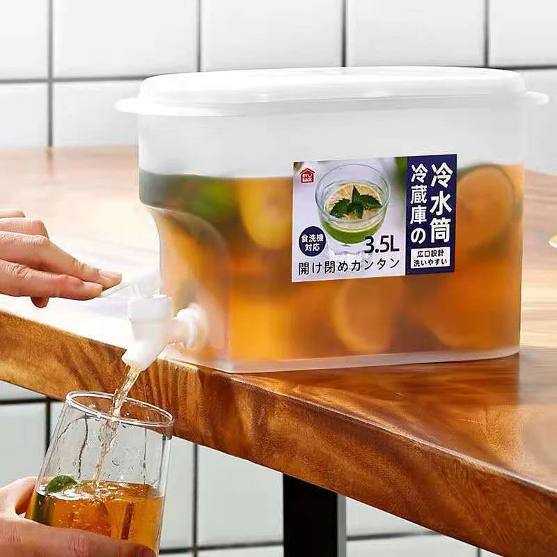 Chaleira de água com torneira, 3,5l, dispensador de bebidas, suco frio, limonada, balde, tanque de armazenamento de líquidos, organizadores de geladeira ao ar livre