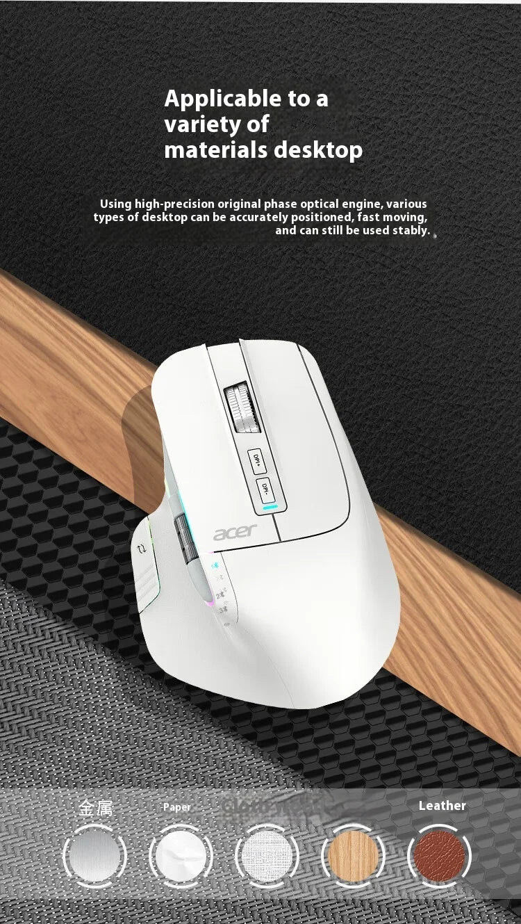 Acer Omr225 Gamer Mouse Bluetooth Wireless Mouse Dual Scroll Ergonomic Mouse Programming Custom 3mode Gaming Mice Office Mouses