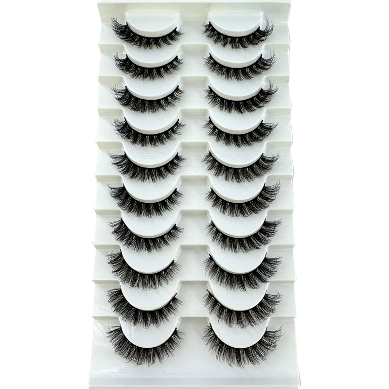 Hbzgtlad novo 10 pares 3d vison cílios falso vison fofo chicote macio completo grosso cílios finos dramáticos cílios postiços maquiagem