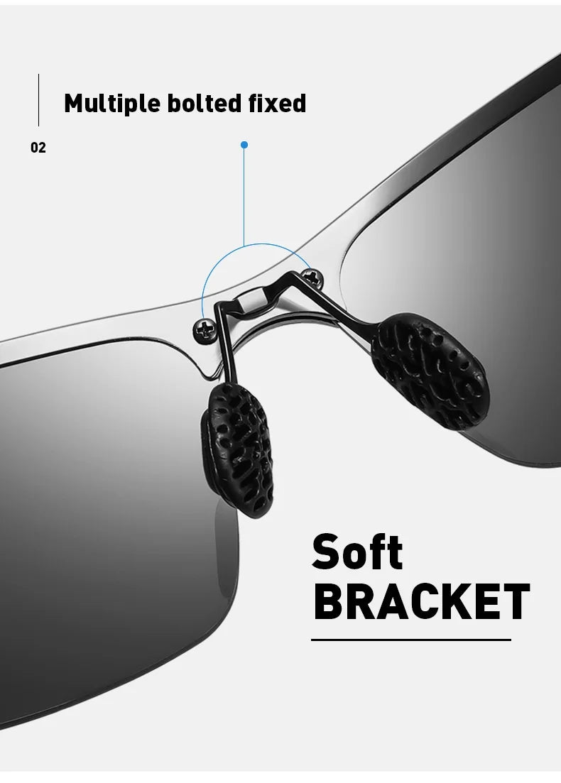 Classic Metal Men Polarized Sunglasses Fashion Driving Fishing Half Frame Retro Sun Glasses Luxury Brand Designer Eyewear UV400