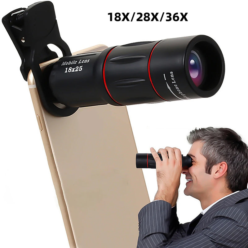 Lente da câmera do telefone móvel 18/28/36x clip-on zoom câmera do telefone lente telefoto lente do telescópio óptico para acampamento caça esportes
