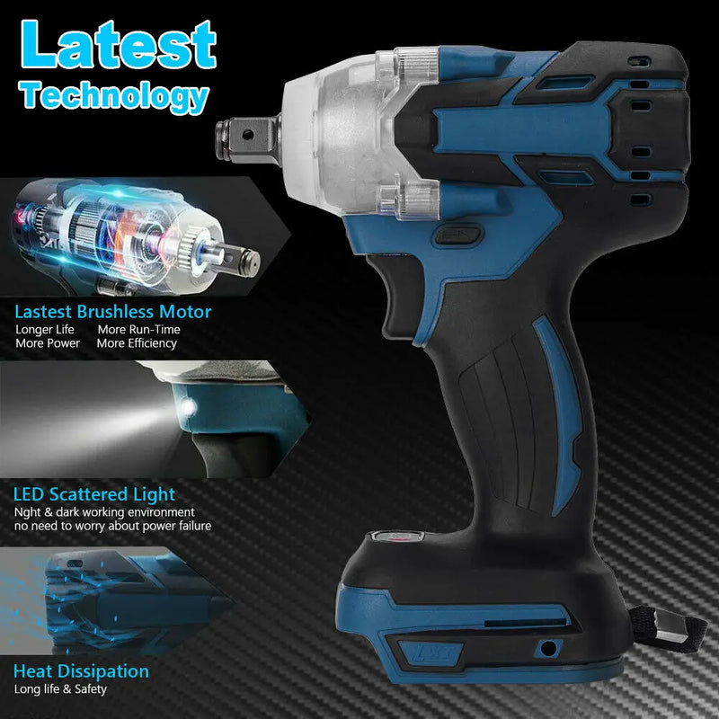 18V 520N.m Electric Impact Wrench Rattle Gun Screwdriver Speed Cordless Power Tool With 4pcs Impart Socket For Makita Battery
