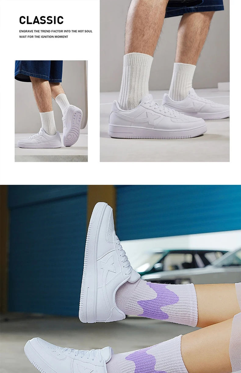 Xtep Women Men Skateboarding Shoes Non-Slip Casual White Couple Skate Sneakers Male Female Luxury Brand Shoes 881219319851
