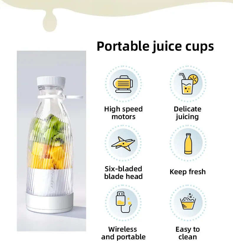 Copo espremedor elétrico 6 lâminas liquidificador máquina de milkshake usb portátil ferramenta mistura leite frutas mini suco fresco liquidificador esporte bottl