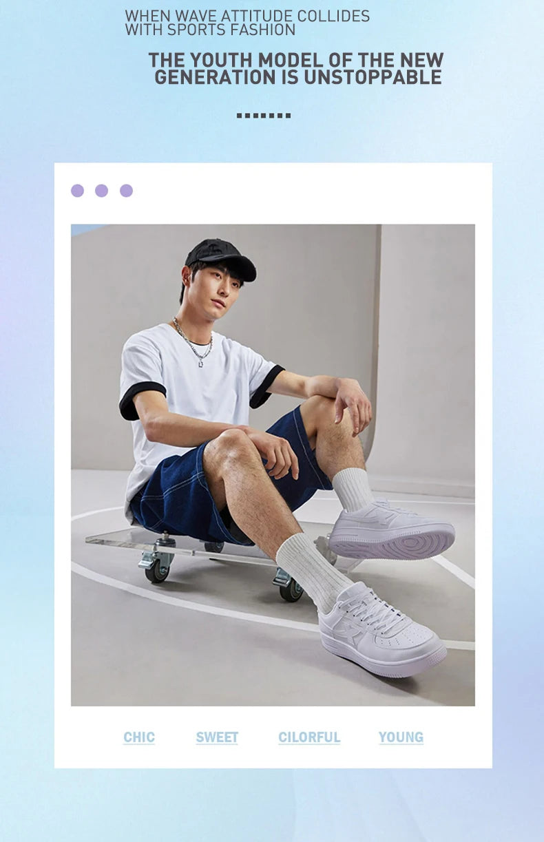 Xtep Women Men Skateboarding Shoes Non-Slip Casual White Couple Skate Sneakers Male Female Luxury Brand Shoes 881219319851