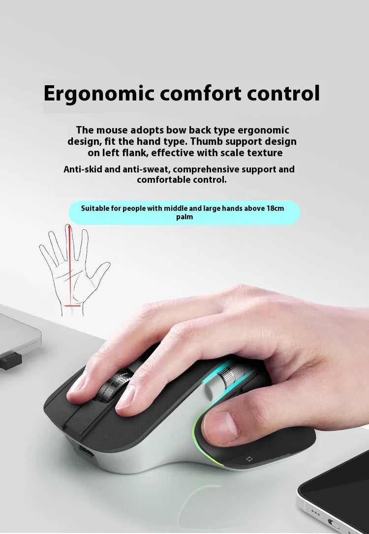 Acer Omr225 Gamer Mouse Bluetooth Wireless Mouse Dual Scroll Ergonomic Mouse Programming Custom 3mode Gaming Mice Office Mouses