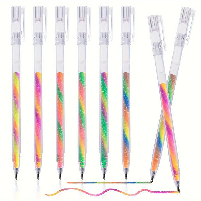 6pcs Glitter Gel Highlighter Pens Set - 1.2mm Vibrant Colors, Smooth Writing, Perfect for Journals, DIY Crafts, Greeting Cards,