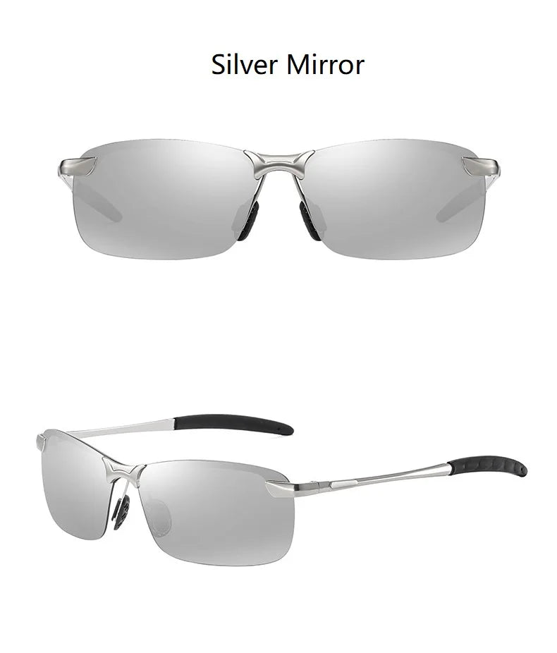 Classic Metal Men Polarized Sunglasses Fashion Driving Fishing Half Frame Retro Sun Glasses Luxury Brand Designer Eyewear UV400