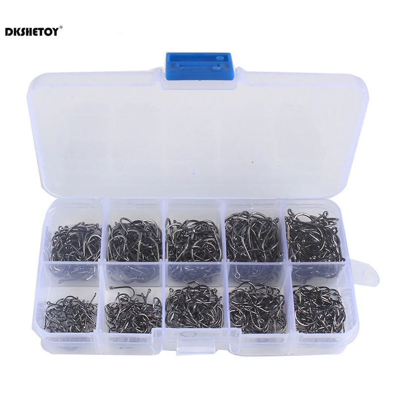 100-1000pcs Fish Hooks with barbed fishhook For Bait With Plastic Box Kit For Saltwater Freshwater fishing tools