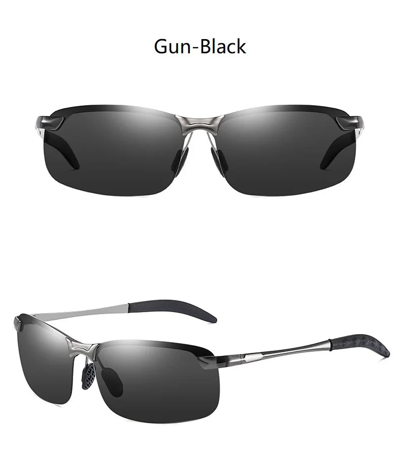 Classic Metal Men Polarized Sunglasses Fashion Driving Fishing Half Frame Retro Sun Glasses Luxury Brand Designer Eyewear UV400