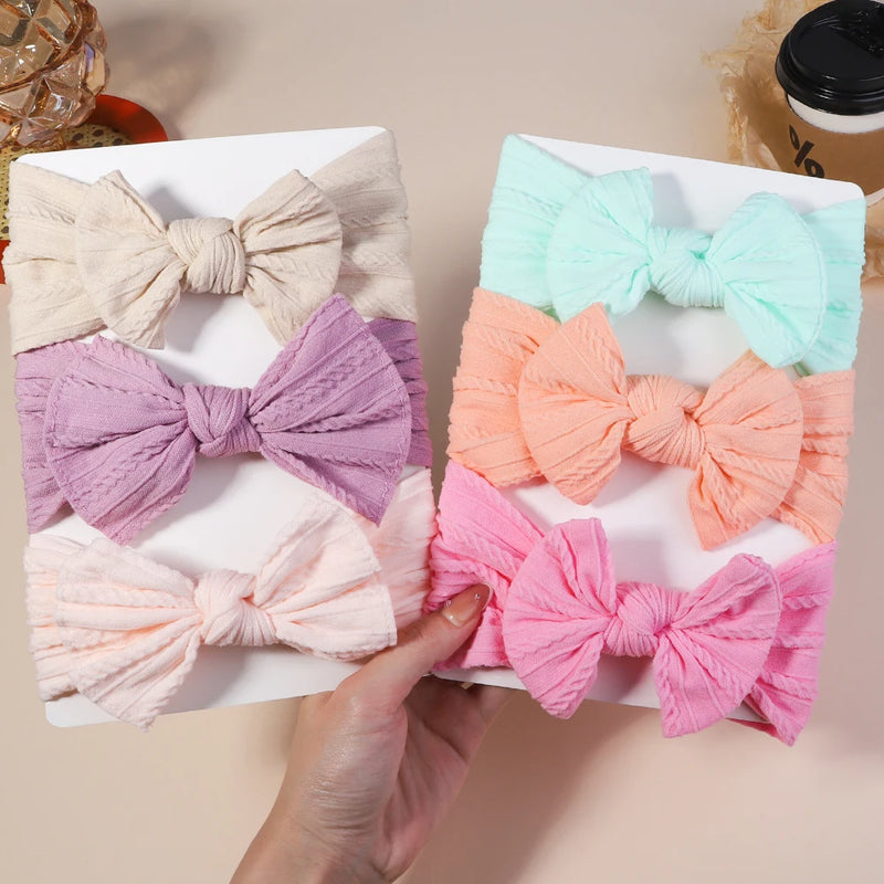 3 pçs meninas cabo de malha turbante arcos do bebê headbands para crianças elásticos faixas de cabelo recém-nascidos toddle headwrap acessórios para o cabelo