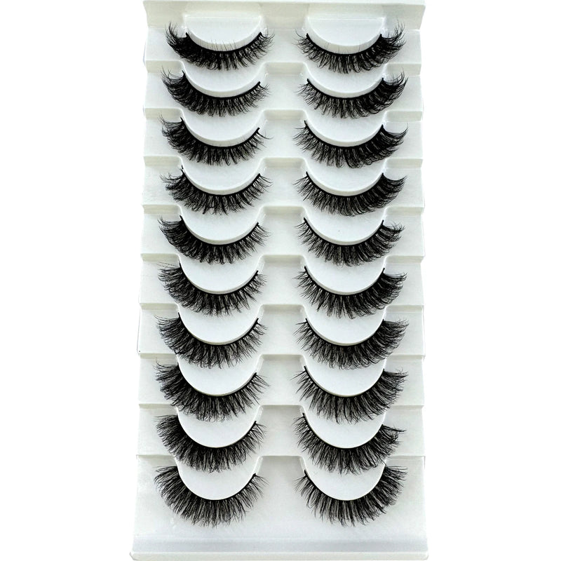 Hbzgtlad novo 10 pares 3d vison cílios falso vison fofo chicote macio completo grosso cílios finos dramáticos cílios postiços maquiagem