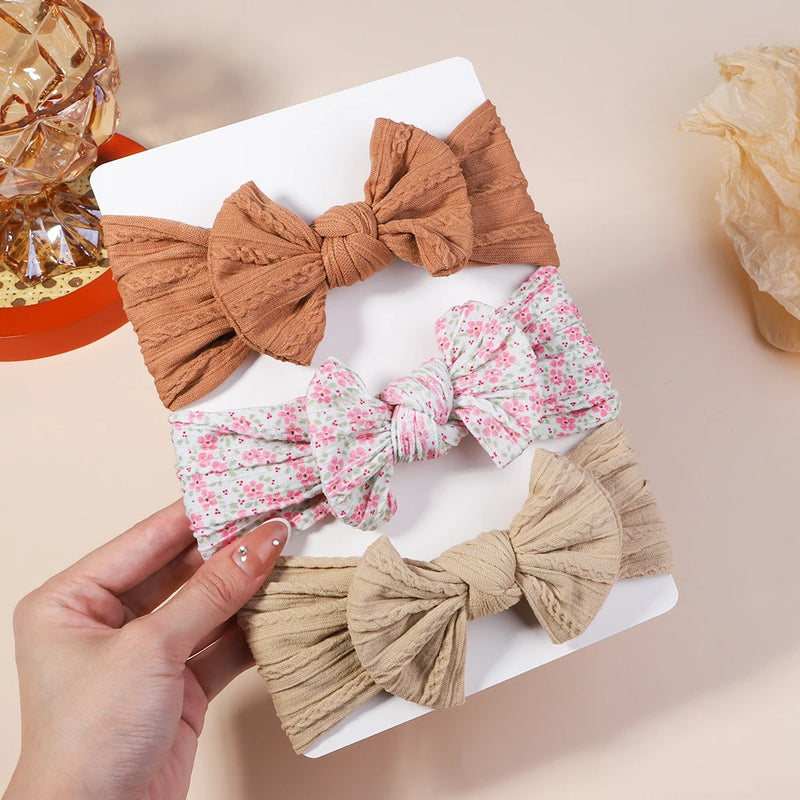 3 pçs meninas cabo de malha turbante arcos do bebê headbands para crianças elásticos faixas de cabelo recém-nascidos toddle headwrap acessórios para o cabelo