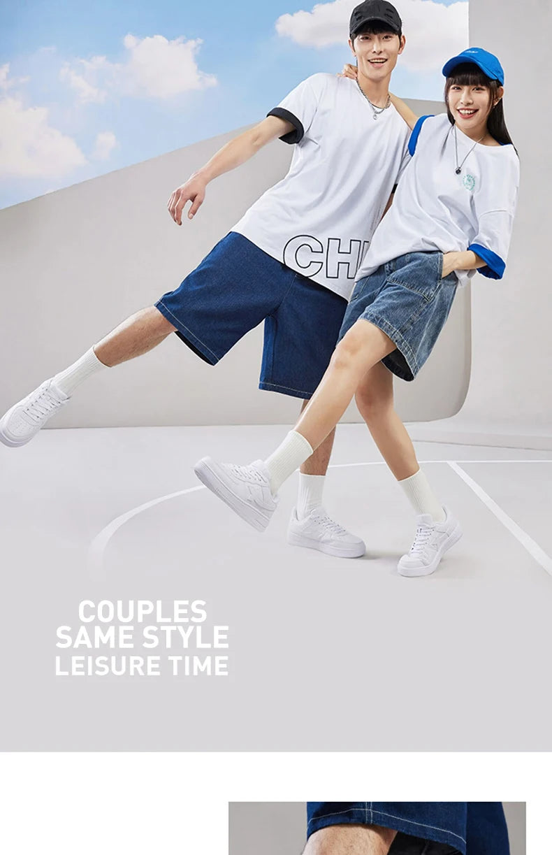 Xtep Women Men Skateboarding Shoes Non-Slip Casual White Couple Skate Sneakers Male Female Luxury Brand Shoes 881219319851
