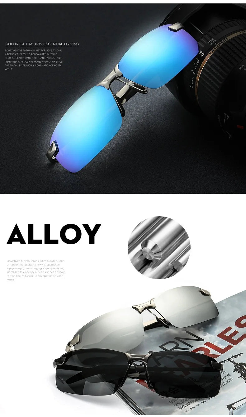 Classic Metal Men Polarized Sunglasses Fashion Driving Fishing Half Frame Retro Sun Glasses Luxury Brand Designer Eyewear UV400