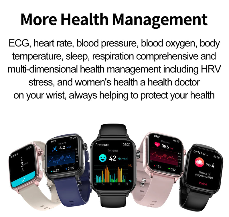 2025 novo monitoramento ecg + ppg relogio inteligente feminino pressao arterial lipidios acido urico feminino rastreador de saude nenstrual smartwatches