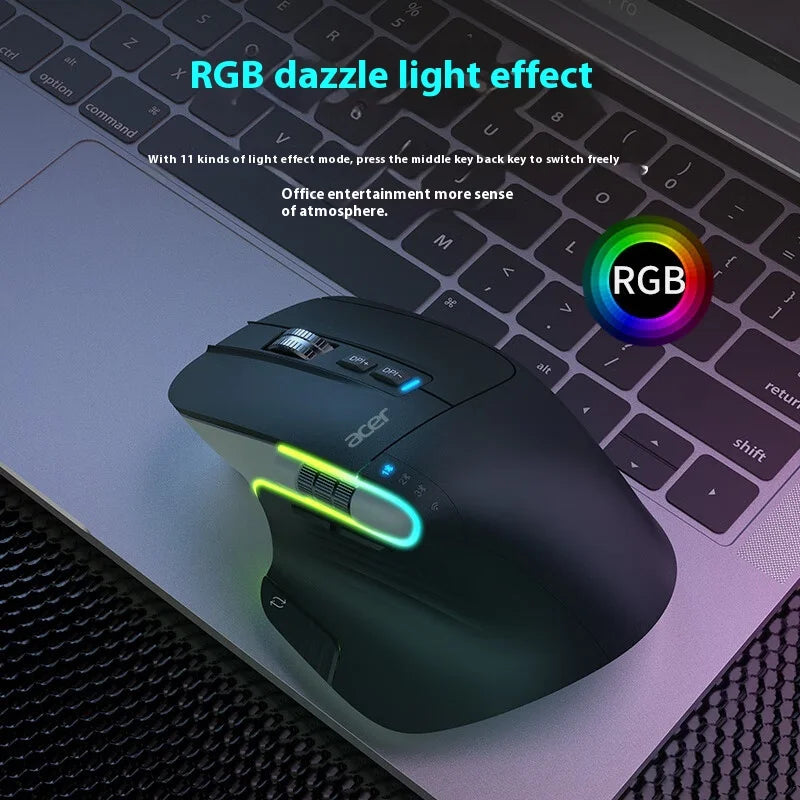 Acer Omr225 Gamer Mouse Bluetooth Wireless Mouse Dual Scroll Ergonomic Mouse Programming Custom 3mode Gaming Mice Office Mouses