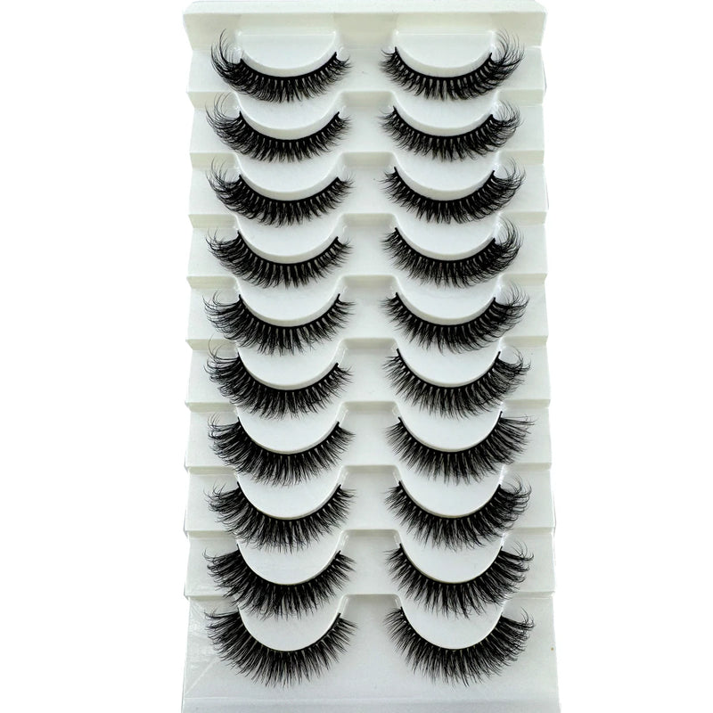 Hbzgtlad novo 10 pares 3d vison cílios falso vison fofo chicote macio completo grosso cílios finos dramáticos cílios postiços maquiagem