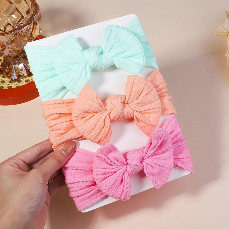 3 pçs meninas cabo de malha turbante arcos do bebê headbands para crianças elásticos faixas de cabelo recém-nascidos toddle headwrap acessórios para o cabelo