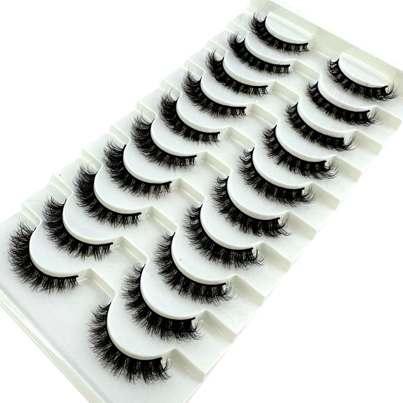 Hbzgtlad novo 10 pares 3d vison cílios falso vison fofo chicote macio completo grosso cílios finos dramáticos cílios postiços maquiagem