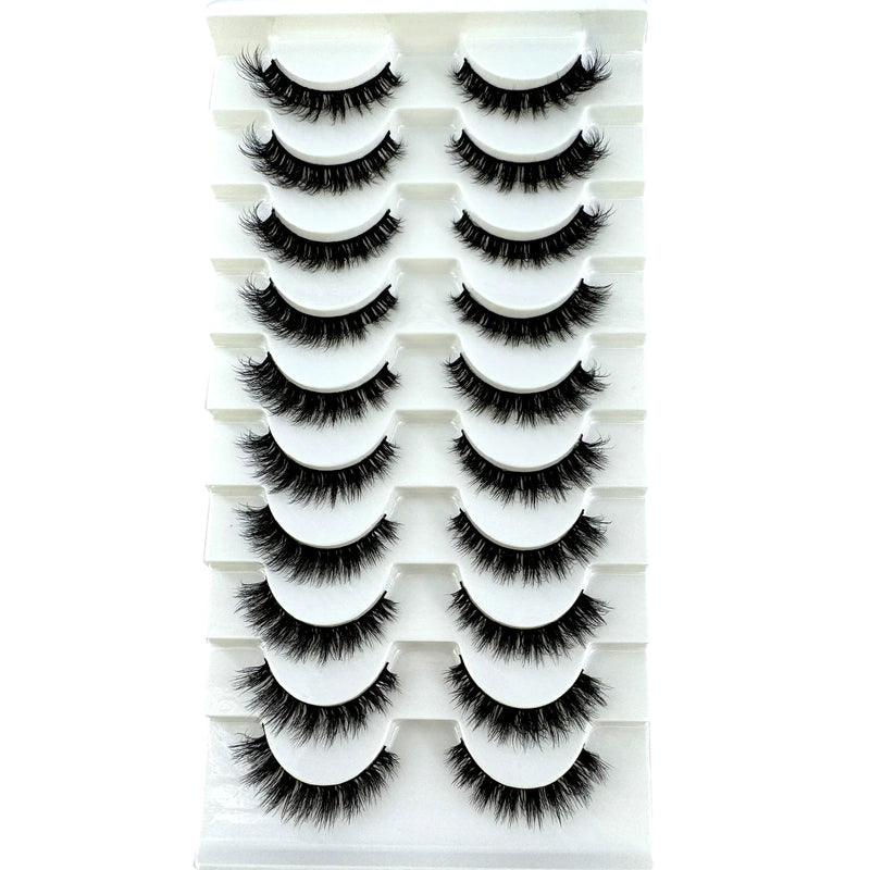 Hbzgtlad novo 10 pares 3d vison cílios falso vison fofo chicote macio completo grosso cílios finos dramáticos cílios postiços maquiagem