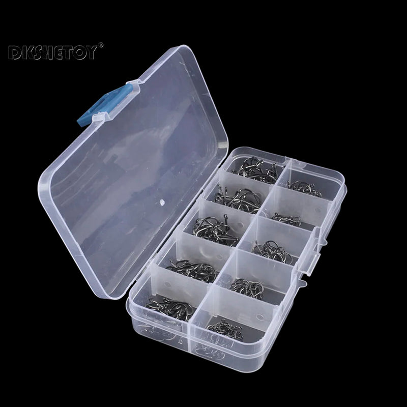 100-1000pcs Fish Hooks with barbed fishhook For Bait With Plastic Box Kit For Saltwater Freshwater fishing tools