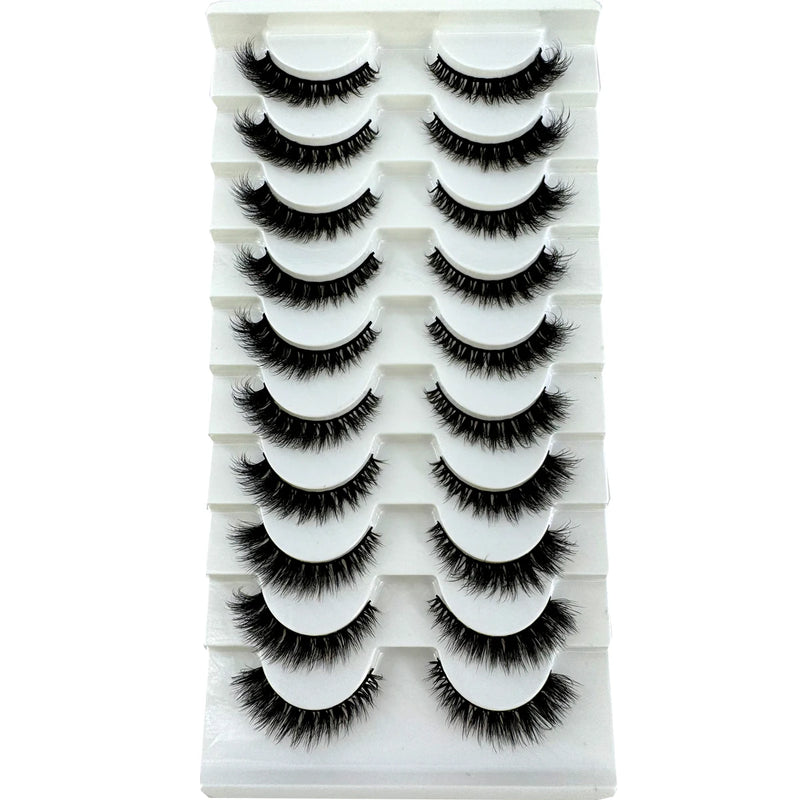 Hbzgtlad novo 10 pares 3d vison cílios falso vison fofo chicote macio completo grosso cílios finos dramáticos cílios postiços maquiagem