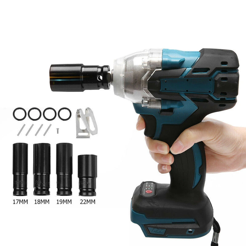 18V 520N.m Electric Impact Wrench Rattle Gun Screwdriver Speed Cordless Power Tool With 4pcs Impart Socket For Makita Battery